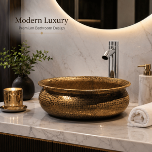 Handcrafted Hammered Copper Vessel Wash <b>Basin</b> <b>Round</b> Countertop Bathroom Sink Antique Finish Luxury Artisan Copper <b>Basin</b> for Home - Product Image 4