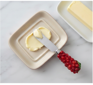 Juego de 4 cuchillos para queso con mangos de resina de bayas rojas, espátula de acero inoxidable para uso en la cocina - Product Image 5