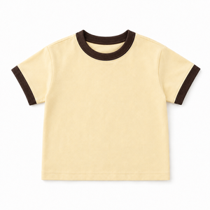 เสื้อยืดเด็กผู้ชาย คอกลม แขนสั้น ผ้าฝ้าย 95% + ผ้าสแปนเด็กซ์ 5% ระบายอากาศได้ดี สวมใส่สบายในฤดูร้อน รับผลิตแบบ OEM พร้อมสกรีนโลโก้ - Product Image 1