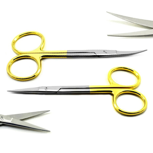 Juego de 2 Tijeras Quirúrgicas Dentales Manuales de Acero Inoxidable, Rectas y Curvas, Tipo TC - Product Image 1