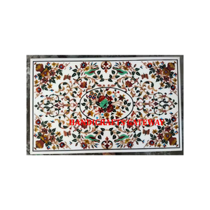 Produit de dessus de table de couleur blanche pure fait à la main de conception moderne meilleur marbre luxe style floral pour Ramdan et Eid décoration de la maison - Product Image 1