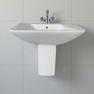 Indian High Quality Flower Shape Wash Basin Half Pedestal Wall Mounted Full Sink For Bathroom - Product Image 3