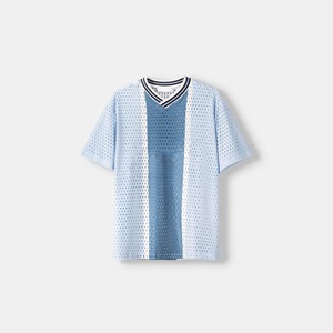 T-shirts d'été en maille respirante à séchage rapide de haute qualité 100% polyester, col en V, style hip-hop, couleur unie pour hommes avec OEM - Product Image 1