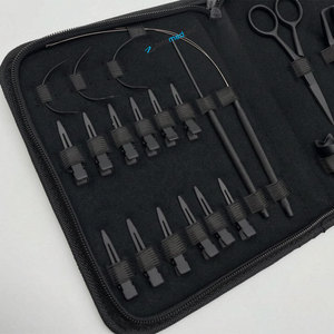 Kit d'outils professionnels et durables pour extensions de cheveux, avec logo personnalisé, en acier inoxydable noir mat, comprenant des pinces à maillons et des pinces à ouvrir. - Product Image 4