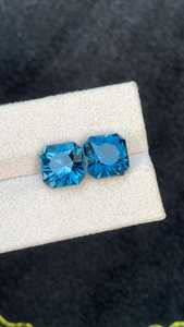 Pierre précieuse naturelle Topaze bleue de Londres, taille carrée, bleu profond, pierre brute du Brésil pour la fabrication de bijoux fins - Product Image 4