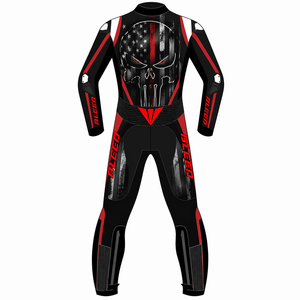 Traje de Motociclismo de Piel de Vaca/Canguro con Estampado de Calavera Punisher, Unisex, Mono de Carreras, Traje de Motociclista OEM CE - Product Image 2