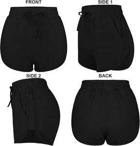 Shorts pour femmes Ever Glow légers et respirants avec bordure en fourrure, nœuds, fleurs, pompons, boutons, taille élastique et poches latérales - Product Image 3