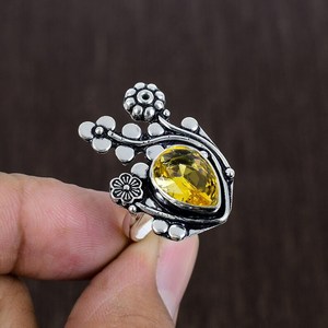 Anillo de Citrino Facetado, Estilo Boho, Plata de Ley 925, Hecho a Mano, Joyería con Piedras Preciosas, Regalo de Lujo para Mujer - Product Image 3