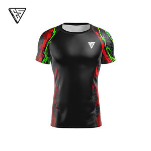 Chemise de compression anti-UV à manches courtes en spandex/polyester avec impression numérique personnalisée unisexe, pour MMA, BJJ, surf, plongée, OEM 220g - Product Image 1