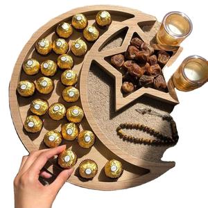 Juego de madera Moon más vendido, bandeja para servir, soporte para Chocolate para decoración de Ramadán, platos, platos, OEM disponible, fabricado en Vietnam - Product Image 1