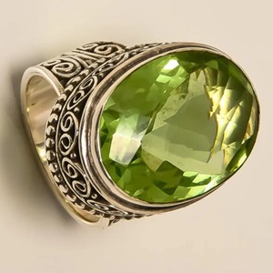 Peridot <b>Quartz</b> <b>Ring</b> 925 Sterling Silver Jewelry gift for her Peridot <b>Quartz</b> bezel setting Handmade Jewelry - Product Image 3