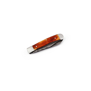 Couteau pliant à double lame en acier Damas fait main par PAK ENTERPRISES avec manche en bois - Product Image 2