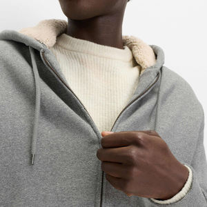 Sudadera con capucha para hombre, forro sherpa, 100% algodón, con cremallera, forro polar, resistente al viento, informal, para invierno, estilo urbano, con logo personalizado frontal - Product Image 1