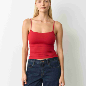Women's Camisole Tank <b>Top</b> Sleeveless Outerwear 100% Cotton Knitted Hip Hop Style Solid Ribbed Crop <b>Top</b> Custom Breathable Cami - Product Image 1