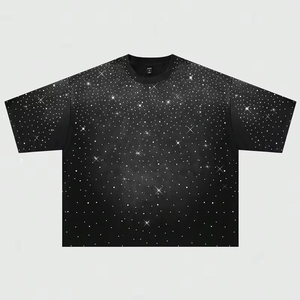 เสื้อยืดลายใหม่ประดับเพชรเทียมสำหรับผู้ชาย แฟชั่นสตรีทแวร์ พิมพ์ลายตามสั่ง เสื้อยืดคอวีประดับเพชรเทียม - Product Image 1