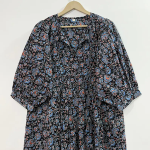 Vestido Casual Midi para Mujer, Tejido 100% Algodón, Liso, Manga Corta, Cintura Imperio, Estilo Babydoll, Cuello en V, Holgado, Funcional - Product Image 2