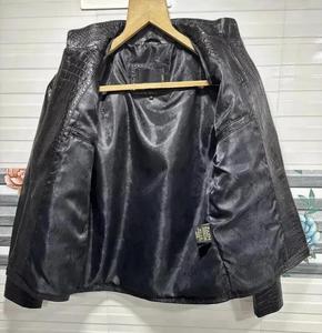 Nouvelle arrivée, veste bomber pour homme en cuir véritable de haute qualité, imperméable, coupe-vent, logo vintage en relief sur le devant, pour moto - Product Image 4