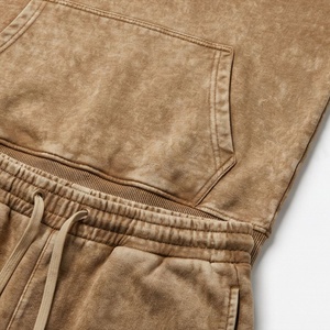 Custom Logo Hoodie Shorts Acid Wash Set Vintage Jogger Sweat Suit Tracksuit Mens Screen Print OEM Activewear Streetwear - Product Image 5