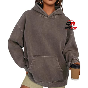 ORVO Sports <b>Women's</b> Oversized Hooded Sweatshirt Solid <b>Green</b> 100% Cotton <b>Fleece</b> Pullover Pockets Quick Dry Breathable Autumn - Product Image 1