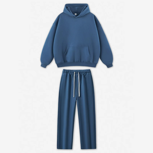 High Quality <b>Plain</b> <b>Tracksuits</b> 350GSM Cotton Blank Hoodies Sweatpants Fleece Two Pieces Unisex Custom Logo Hoodies Men - Product Image 1