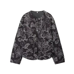 Veste matelassée florale marron pour homme et femme, manches longues, style automne, broderie à la main - Product Image 6