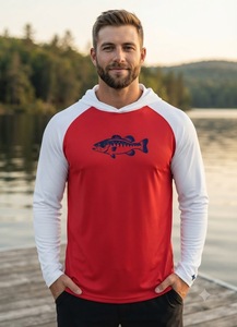 Performance Long Sleeve Fishing <b>Hoodie</b> For Men <b>UV</b> <b>Protection</b> Athletic Shirt Outdoor Sports Top With Bass Graphic - Product Image 2