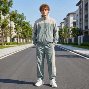 Custom Casual Breathable Windproof Detachable Zipper Tracksuit Nylon Windbreaker Jacket Stand <b>Jogger</b> Pants Men's Sports Set - Product Image 5