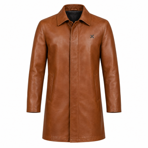 Veste de voiture en cuir véritable pour homme |   Cognac Black Olive |   Fabricant OEM ODM |   Conception de qualité supérieure |   Vêtements en cuir | - Product Image 1