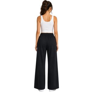 Black Wide Leg Sweatpants Women Elastic Waist Oversized Casual Jogger <b>Pants</b> Loose Fit Cotton Fleece Trousers Streetwear Lounge - Product Image 2
