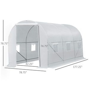 Serra a tunnel grande da giardino 4,5 m x 2,1 m x 2,1 m con 6 finestre avvolgibili e porta in vetro temperato - Product Image 3