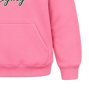 Womens <b>Pink</b> Sorority <b>Hoodie</b> with Embroidered Crest Logo Premium Cotton Blend Long Sleeve Pullover Sweatshirt Casual Greek - Product Image 5