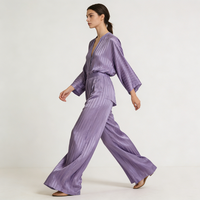 Tela Brocada Jacquard Elástica de Poliéster 100% con Rayas Finas, Imitación Seda, Venta al Por Mayor de Fábrica, para Vestidos, Pijamas y Camisas para Mujeres y Niños