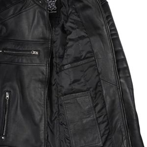 Chaqueta de Motera de Cuero PU Ecológico Impermeable para Mujer, Oversize, Corta, con Botones y Cremallera, Manga Larga, Cuello Alto, Estilo Urbano Otoñal - Product Image 5