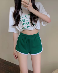 Women's High Waist Green Knitted Shorts Elastic Waist Regular Fit Breathable Casual Sporty Style - Product Image 4