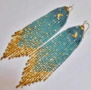Pendientes Bohemios Creativos Hechos a Mano con Cuentas de Semillas para Mujer, con Diseño de Pintura de Paisaje y Borlas Colgantes, Suministros de Abalorios - Product Image 1