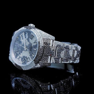 Reloj Mecánico con Incrustaciones de Moissanita, Esfera Redonda de Acero Inoxidable, Analógico, Regalo de Cumpleaños para Hombre - Product Image 3