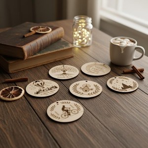 Adorno de Madera Colgante Moderno, Hecho a Mano, Personalizado, con Grabado, Decoración Navideña, Recuerdo - Product Image 2