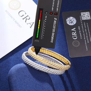 Bracelet à maillons en moissanite brillante sertie griffe, en argent 925, certifié GRA, plaqué or et rhodium, unisexe, tendance, géométrique, pour soirée - Product Image 5