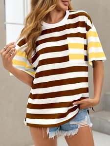Camiseta de Mujer Transpirable, Nueva Camiseta de Mujer 100% Algodón, Cuello Redondo Informal, Manga Corta, Camiseta Estampada, Nuevo Estilo - Product Image 5
