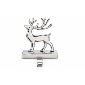 Support de chaussettes de Noël en métal argenté au design vintage, avec poids, pour cheminée, décoration de Noël - Product Image 1