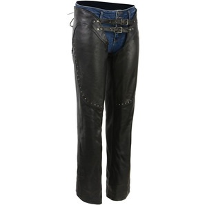Samroz - Pantalones de cuero negro para mujer, de talle bajo, con doble hebilla y bolsillos profundos en la cadera, para todas las estaciones - Product Image 1