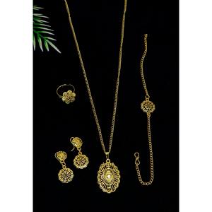 Ensemble de mariage de mariée plaqué or Dubaï d'inspiration indienne pour femmes cadeau fournitures de bijoux pour enfants filles ensemble complet léger en gros - Product Image 6