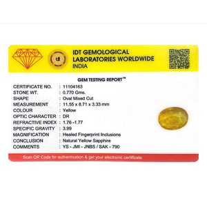 Loose 3.85 Carat Oval Cut Yellow Sapphire Gemstone for Fine Jewelry - Product Image 4