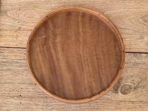 Plateaux de service ronds en bois de noyer brun rustique, personnalisables, grandes et petites tailles, avec poignées, naturels, pour la vente en gros - Product Image 4