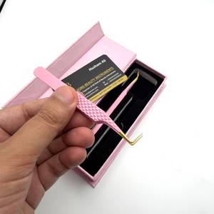 Pinzas de Aislamiento Curvas y Delgadas de 90 Grados, Color Rosa Dorado, Acero Inoxidable, Alta Precisión, Logotipo Personalizado, Instrumento de Belleza - Product Image 6