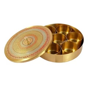 Modern Spice Organizer Container Metal with Decorative Lid Storage <b>Box</b> for Kitchen <b>Masala</b> Herbs and Seasoning Use - Product Image 3