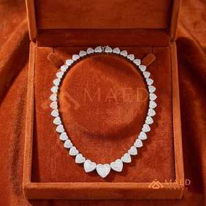 Collar de lujo con moissanita en forma de corazón, cadena de tenis de plata de ley 925, joyería nupcial, regalo para mujer, brillo elegante - Product Image 1