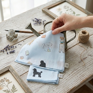 [K-ESSENTIALS] Coffret Cadeau Mouchoirs de Poche Imprimés Animaux en Coton Doux 60s, Vente en Gros, Boîte - Product Image 2