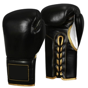 Fabrication en usine de gants de boxe marron en cuir de vachette véritable, gants de boxe professionnels 14 oz, gants de boxe à lacets. - Product Image 6