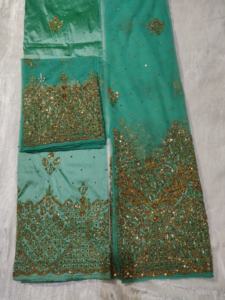 2026 Tissu George nigérian authentique de luxe avec broderie de pierres de cristal émeraude à motif floral pour mariage et fiançailles - Product Image 6